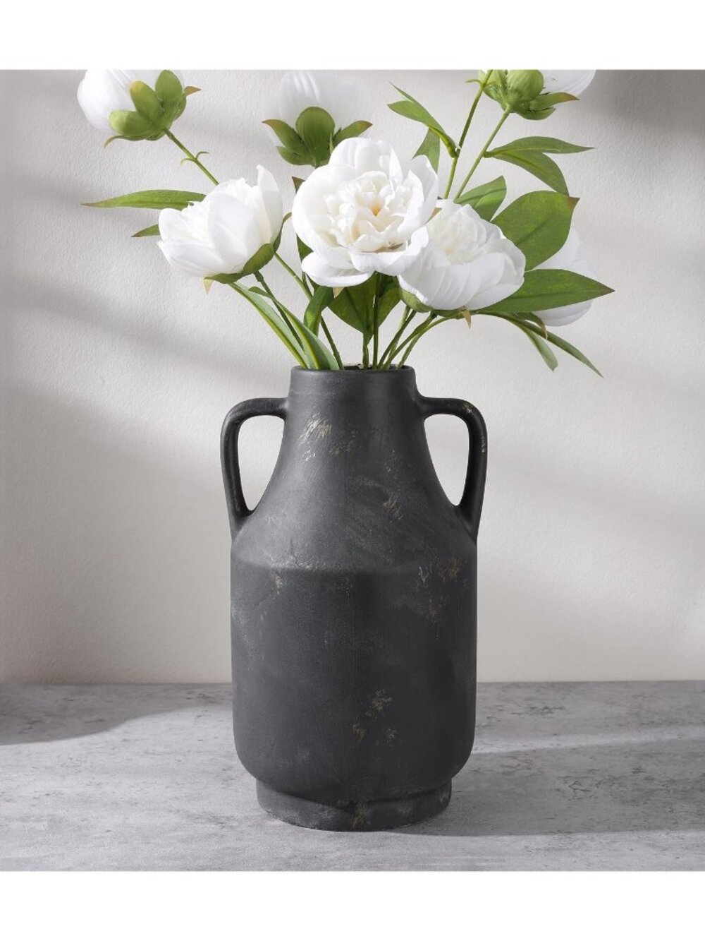 11 Inch Tall Ceramic Flower Vase With Handles Living Room Farmhouse Decorative